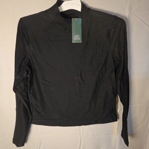NWT Wild Fable Long Sleeve Mock Turtleneck Cropped Pullover Shirt LARGE Black